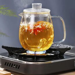 Bouteilles d'eau Théière en verre de service à thé domestique pour poêle résistant à la chaleur haute température anti-déflagrant infuseur à thé lait Rose ensemble de fleurs 231214