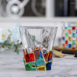 Botellas de agua Diseñador italiano con líneas pintadas a mano Taza de cerveza de cervezas de cervezas de cervezas de whisky de cristal tejido