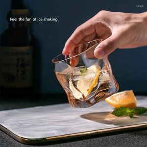 Bouteilles d'eau tasses japonaises en forme irrégulière verres de whisky motif de glace pliage papier cristal whisky bière de bière