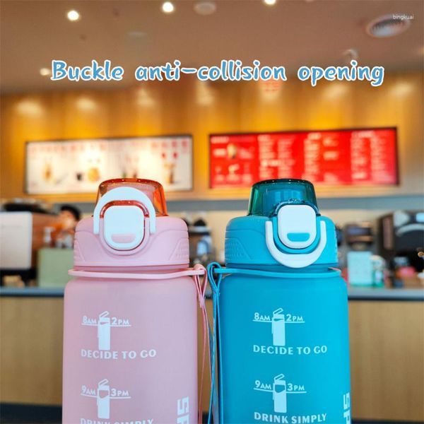 Bouteilles d'eau cruche avec marqueur de temps créatif dégradé tasses en plastique couverture de rebond filles Portable bouteille de voyage 2023