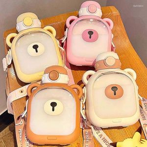 Bouteilles d'eau Kawaii ours bouilloire paille tasse été grande capacité en plastique boire mignon enfants bouteille