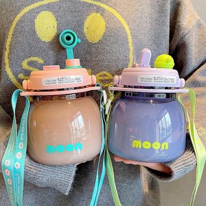 Bouteilles d'eau Kawaii mignon pour les enfants avec paille Pot ventre tasse en plastique sans BPA étanche sport voyage 900 ML Portable boisson bouteille