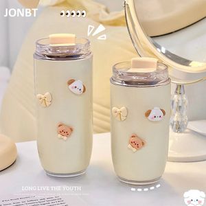 Bouteilles d'eau Kawaii tasse thermique pour tasses à café coréen en acier inoxydable Themos froid pour aller bouteille de thé de voyage avec couvercle 231218