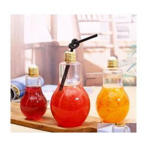 Botellas de agua LED LIGH BB BOTOR BOTAL DE PLÁSTICO Jugo de leche desechable Taza de bebidas a prueba de fugas con tapa Creative Drinkware Mayor Deliv Dhkex