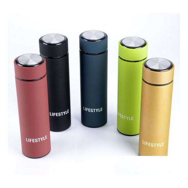 Bouteilles d'eau Qualité de Vie 5 Couleurs Élégant 304 Doubledeck En Acier Inoxydable Thermos Tasse Drinkware Water Bottle Ecofriendly Drop Deli Dhwv5