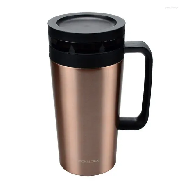 Botellas de agua con cerradura, taza de oficina de acero inoxidable, taza de té de gran capacidad, café portátil