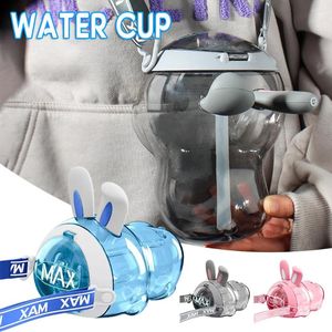 Bouteilles d'eau belles lapins oreilles bouteille de paille durable tasse de consommation de consommation personnalisée pour enfants filles garçons