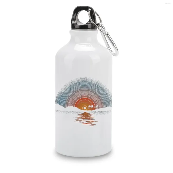 Botellas de agua LP Music Record Sunset 18 DIY Botella deportiva Tazas de té gráficas de aluminio Hervidor de vacío