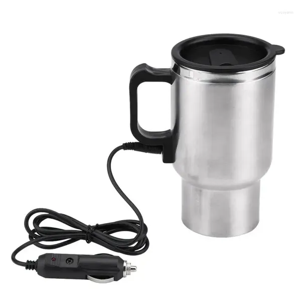 Botellas de agua Ly Taza de viaje Cafetera Tetera Tazas calefactoras Hervidor 12 V 500 ml Adaptador para automóvil