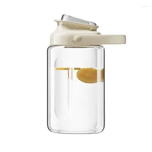 Water flessen mason jar pitcher luchtdichte kruik sap container drink dispenser presscontainers met filtergreep voor melk ijsthee