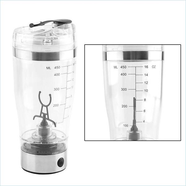 Bouteilles d'eau Matic Protein Shaker Bouteille 450 ml Bpa Portable Vortex Mixer Cup Bouteilles de sport étanches Drop Delivery Home Garden Kit Dhzxd