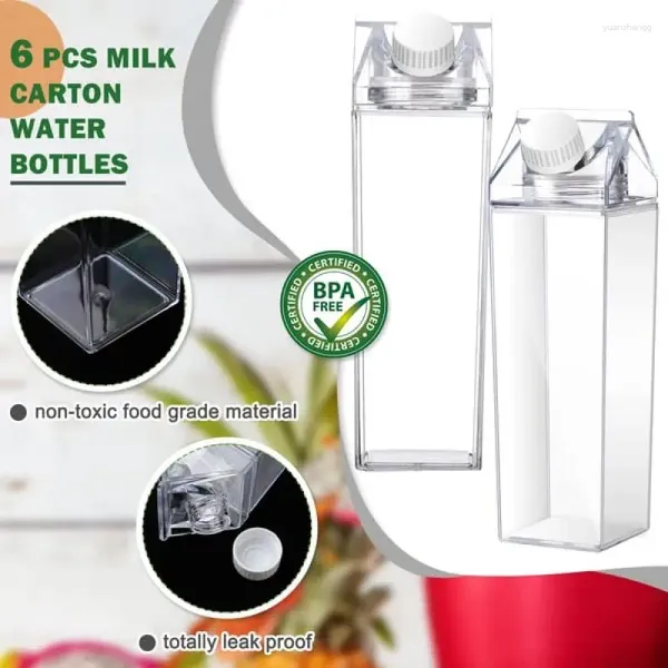 Bouteilles d'eau bouteille de carton de lait créatif pour boire en plastique en plastique Portable Boîte transparente Boîte de rangement