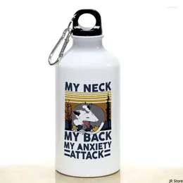Botellas de agua My Neck Back Anxiety Attack Botella deportiva con mosquetón Regalos 17 oz