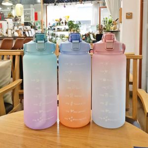Waterflessen buitenaccessoires marker drinkware draagbare cups fles sport plastic capaciteit grote tijd anti-drop cup