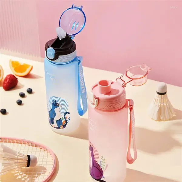 Bouteilles d'eau en plastique, gobelet anti-fuite, une clé pour ouvrir, facile à transporter, matériau préféré, produits ménagers, bouteille de Sport 800ml