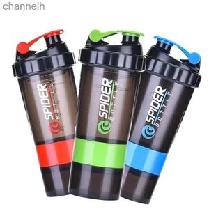 Waterflessen Draagbare 3-laags shakerfles Eiwitpoederbeker Sport Fitness Waterbeker Waterflessen Shaker Sporteiwitfles Bpa 550ML yq240320