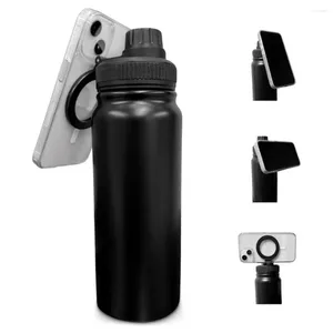 Botellas de agua Botella portátil aislada con soporte para teléfono 1000 ml de acero inoxidable magnético para 12/24