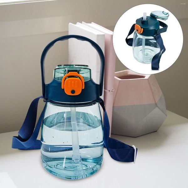 Bouteilles d'eau Portable sport bouteille distributeur support transporteur Bling transportant paille PC matériel Transparent boire enfant enfants