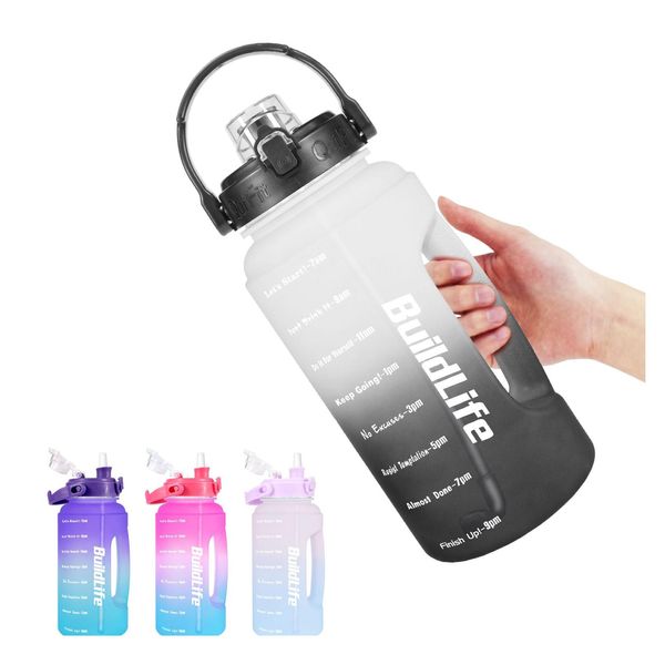 Botellas de agua Quifit Botella de medio galón con St extraíble 73Oz Marcador de tiempo motivacional Petg portátil Bpa Mantener hidratado Entrega de gotas Dhxef