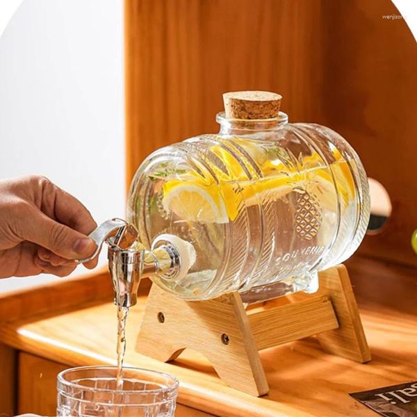 Bouteilles d'eau réfrigérateur Cold Kettle avec robinet wate Jugs verre maison réservoir de thé aux fruits faits maison