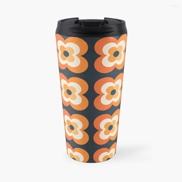 Bouteilles d'eau Fleurs rétro - Tasse à café de voyage orange et anthracite Mate Cup