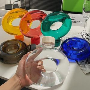 Water flessen ring pot round cup schattige donut kleurrijke transparante sport draagbare fles met handvat leuk persoonlijk cadeau