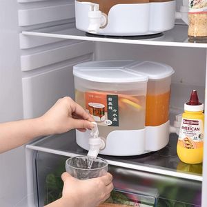 Bouteilles d'eau rotatives grande capacité réfrigérateur bouilloire froide avec couvercle robinet théière de fruits fendus seau de limonade pichet à glace boisson de jus