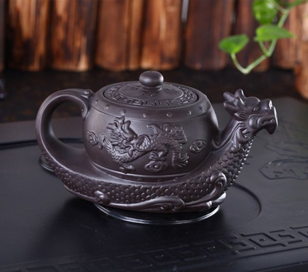 Botellas de agua s Chino Yixing Tetera de arcilla púrpura Raditional Dragon Tea Pot Gran capacidad Juego de té de arcilla hecho a mano Hervidor Kung Fu Tetera 230114