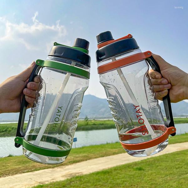 Bouteilles d'eau dire bouteille grande capacité gourde 2l litre voyage en plein air Portable boire enfants coloré Transparent Sport