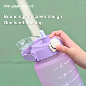 Juego de botellas de agua para deportes, botella de gran capacidad para escuela y niñas, taza para beber bonita Kawaii para hombre y mujer, jarra para senderismo y acampada