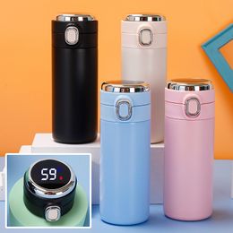 Bouteilles d'eau Smart 304 en acier inoxydable tasse à vide couleurs de bonbons affichage de la température cadeau d'affaires inCar Thermos cadeaux de noël 221124