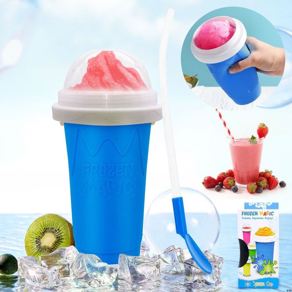 Bouteilles d'eau Smoothies Cup Ice Cream Maker Quick-Frozen silicone Squeeze Cup DIY Milkshake Bottle Slushy Maker Bottle Cup Summer Cooling Cup 230625