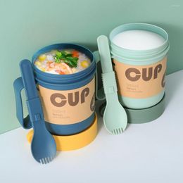 Waterflessen Effen Kleur Ontbijtgranen Melk Ontbijtbeker Met Lepel Kan Worden Verwarmd Door Magnetron Draagbaar Japans Plastic Klein