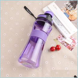 Water flessen ruimte beker lekbestendig creatief plastic fitness water fles mti kleur draagbare mok cadeau 7 6Wz c drop levering 2022 home dhh82