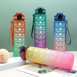 Bouteilles d'eau sport 1 litre avec paille voyage en plein air Portable clair 32oz plastique ma boisson BPA 230204230o