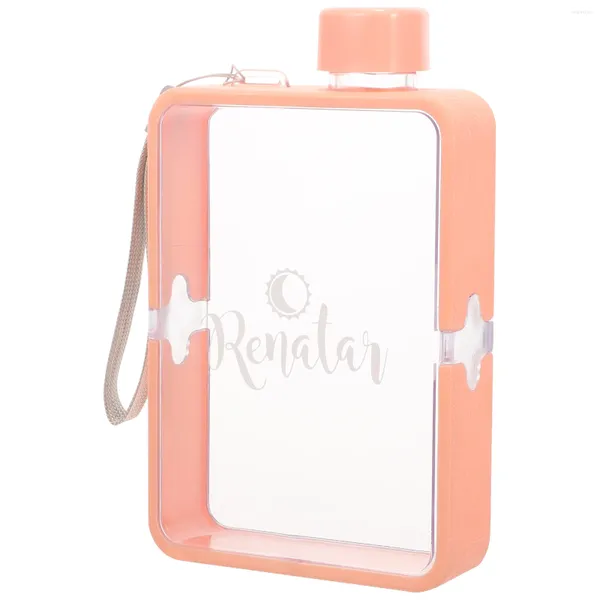 Botellas de agua Estilo deportivo Botella plana Contenedor para beber Taza de plástico para niñas Bolsa Pegatinas transparentes