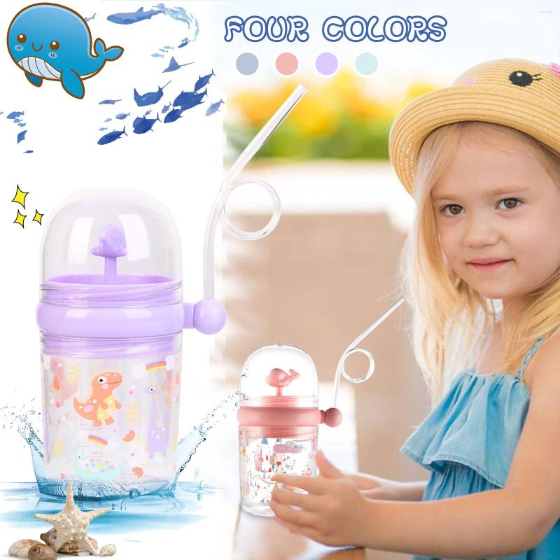 Waterflessen Spuitfles Kinderen Baby Sippy Cups Reisbeker met rietje en riem Draagbaar Gemakkelijk schoon te maken Gratis Shippi