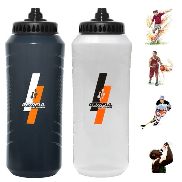 Bouteilles d'eau Squeeze Sport Bouteille 1 Litre Anti-Fuite Hockey 32 OZ Bouche Large pour Football Football Basketball Gym 230621