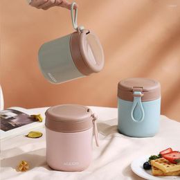 Bouteilles d'eau en acier inoxydable 430ml, tasse à soupe anti-fuite, Portable avec cuillère, fourniture pour le petit-déjeuner pour étudiants, respectueux de l'extérieur