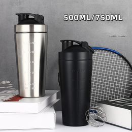 Bouteilles d'eau En Acier Inoxydable Protéine Shaker Tasse Portable Fitness Sport Tasse Nutrition Mélangeur Isolation Sous Vide 230621