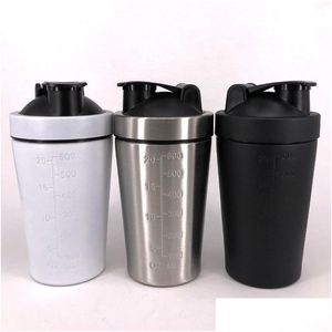 Waterflessen Roestvrijstalen Shake Cup Single Layer Fitness Protein Powder Mixing Shaker Non-Insation Sport Bottle Drop Delivery Ho Dh3Qs