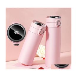 Bouteilles d'eau Tasses thermiques en acier inoxydable Fiole à vide Mesure de température intelligente Rebond Portable Étudiants Bouteille thermos Dhovt