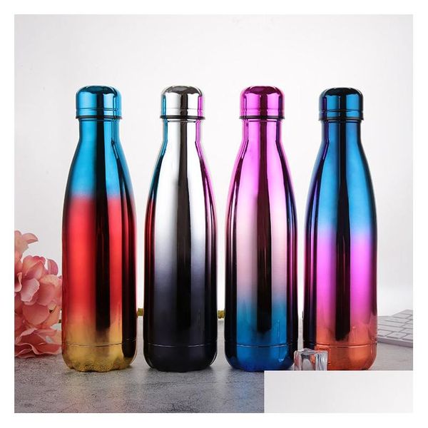 Botellas de agua Botella de agua de acero inoxidable 17 oz Forma de cola insada de doble pared para bebidas frías y calientes Bpa Metal Sports Drop Delivery Dhci3