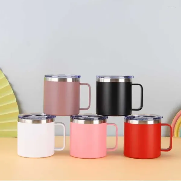 Taza con asa elegante para botellas de agua, viaje con tapa y vaso aislado de acero inoxidable 304 para café y té