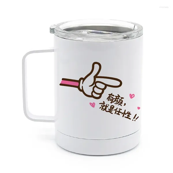 Bouteilles d'eau Sublimation Blanks Tasses à café de 12 oz avec poignée Logo personnalisé Bouteille de voiture isolée en acier inoxydable Tasse de bière à double paroi