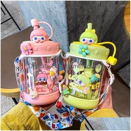 Bouteilles d'eau été dessin animé fille coeur mignon cochon rose vert tasse super portable en plein air en plastique St Drop Livraison Dhmpb