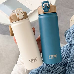 Gourdes Thermique avec Paille 750/530 ML Acier Inoxydable Conserve Froid et Chaleur Grande Capacité Mug Thermos 230510