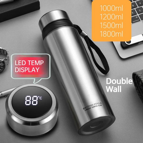 Bouteilles d'eau Thermo Pot Thermos bouteille 1500 1800ML Double paroi en acier inoxydable isolé flacon à vide Drinkware tasse tasse thermique 231121