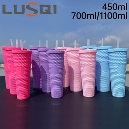 Bouteilles d'eau trois ensembles de tasses en plastique en diamant créatives 450 ml / 700 ml / 1100 ml de couleur unie de couleur solide zapper à couches monochers durian