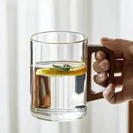 Bouteilles d'eau Tasse en verre transparente avec poignée grande capacité ménage salon noyer haute résistance aux températures tasses à thé W